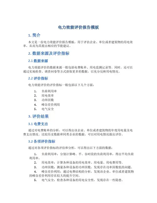 电力效能评价报告模板