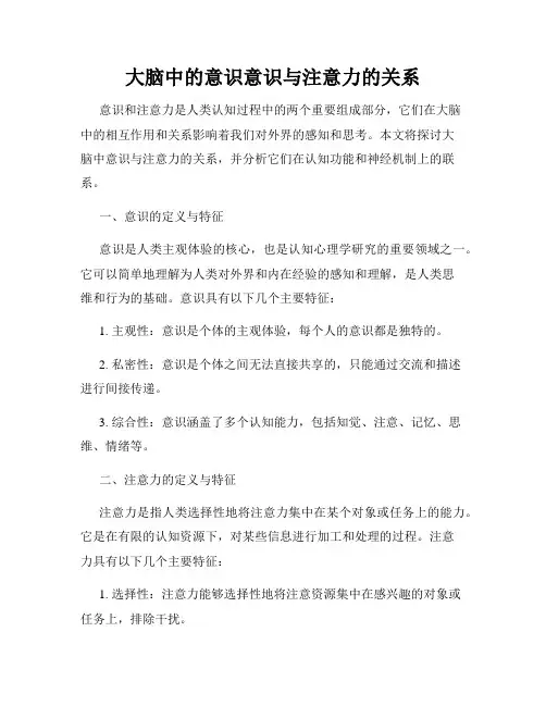 大脑中的意识意识与注意力的关系