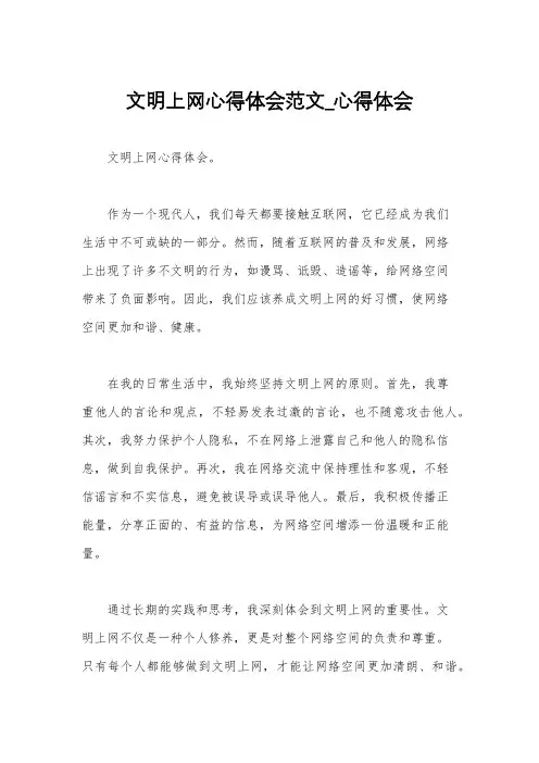 文明上网心得体会范文_心得体会