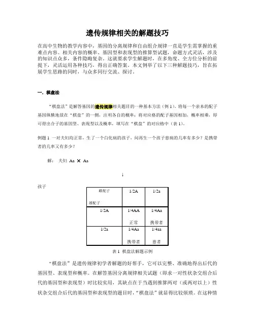 遗传规律解题技巧