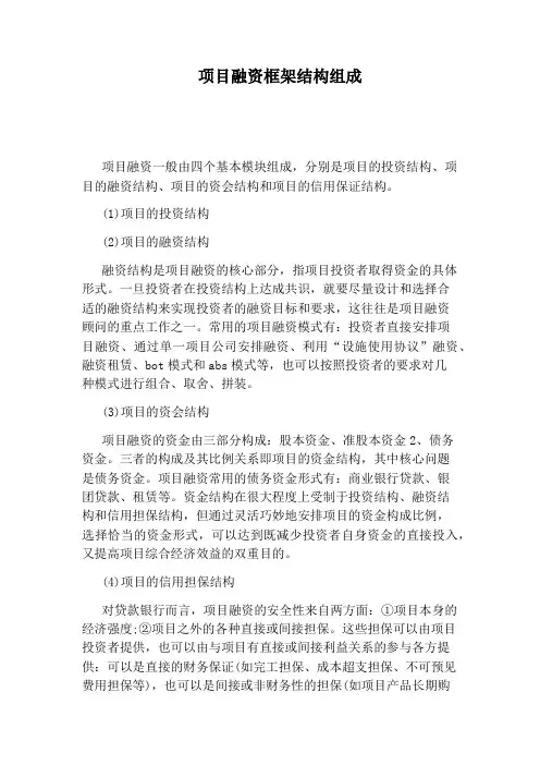 项目融资框架结构组成