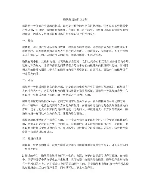 磁铁磁场知识点总结
