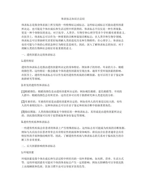 体表标志知识点总结