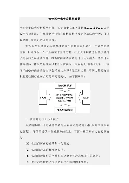 波特五种竞争力模型分析