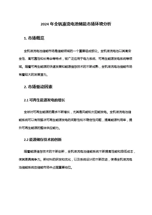 2024年全钒液流电池储能市场环境分析