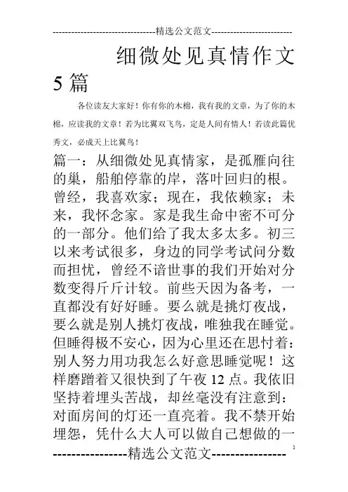 细微处见真情作文5篇