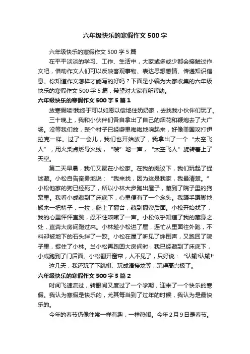 六年级快乐的寒假作文500字5篇