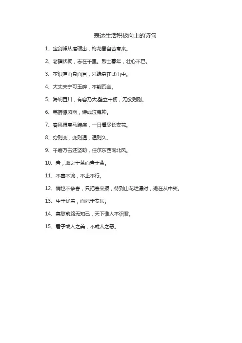 表达生活积极向上的诗句