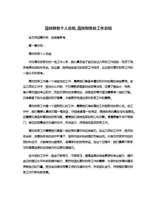 高校财务个人总结_高校财务处工作总结