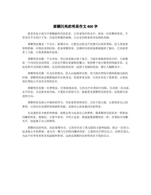 那颗闪亮的明星作文600字
