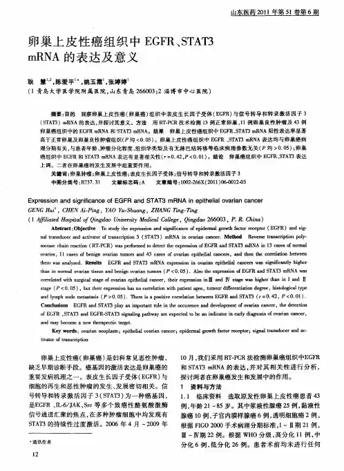 卵巢上皮性癌组织中EGFR、STAT3 mRNA的表达及意义