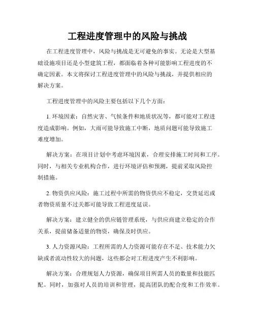 工程进度管理中的风险与挑战