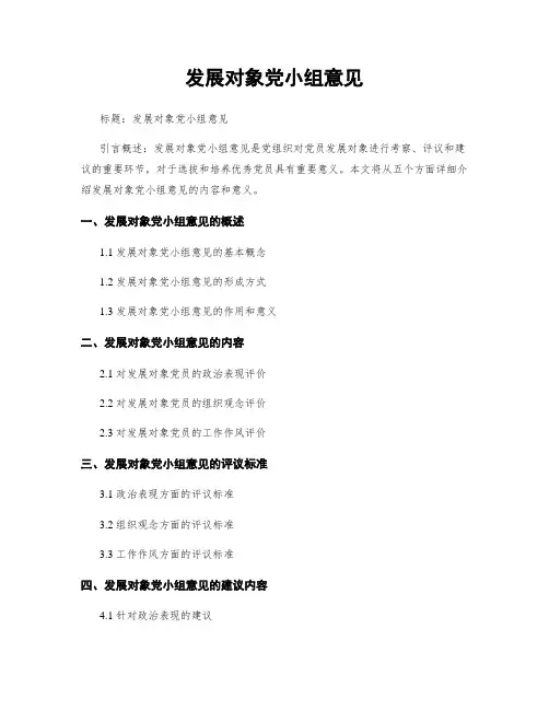 发展对象党小组意见