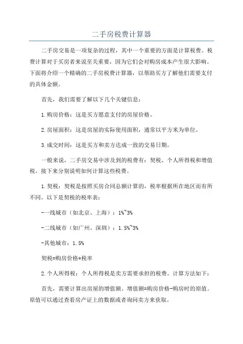 二手房税费计算器