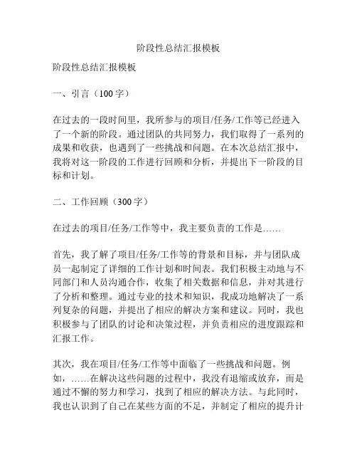 阶段性总结汇报模板