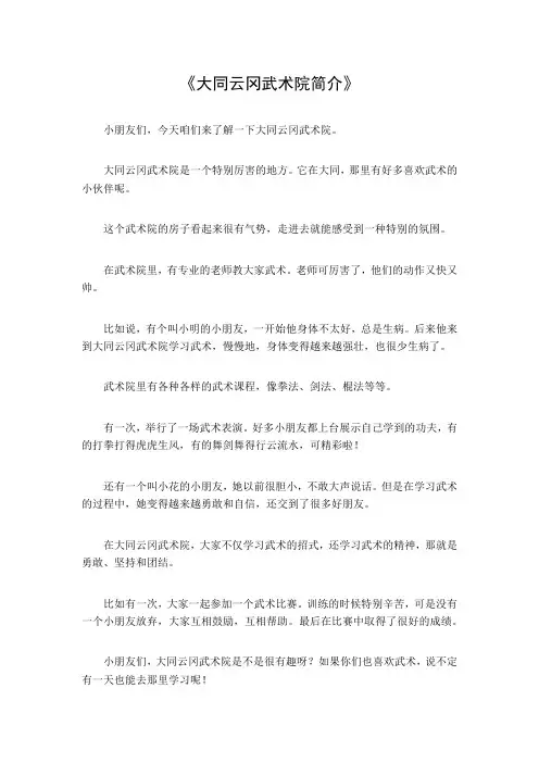 大同云冈武术院简介