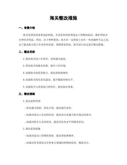 海关整改措施