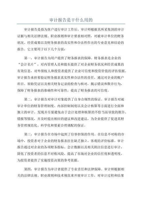 审计报告是干什么用的