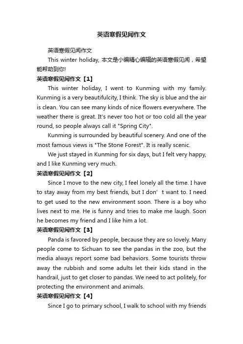 英语寒假见闻作文