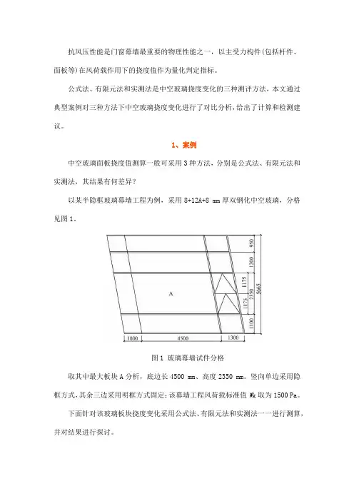 公式法、有限元法和实测法,风压作用下中空玻璃挠度变化对比研究