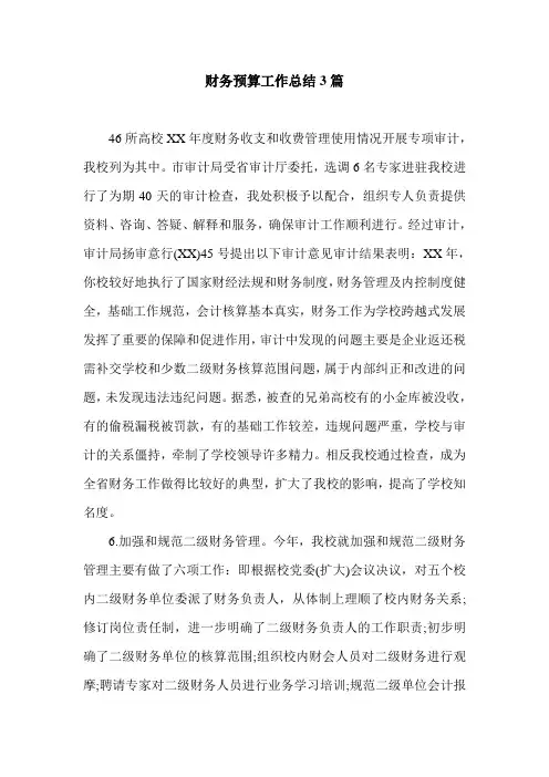 财务预算工作总结3篇