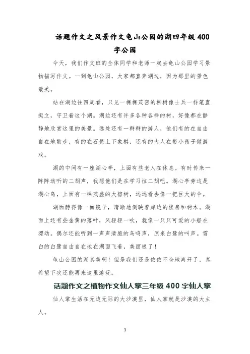 话题作文之风景作文龟山公园的湖四年级400字公园