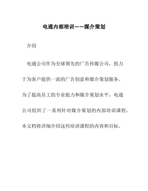 电通内部培训——媒介策划