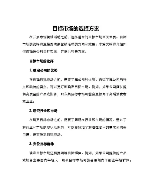 目标市场的选择方案