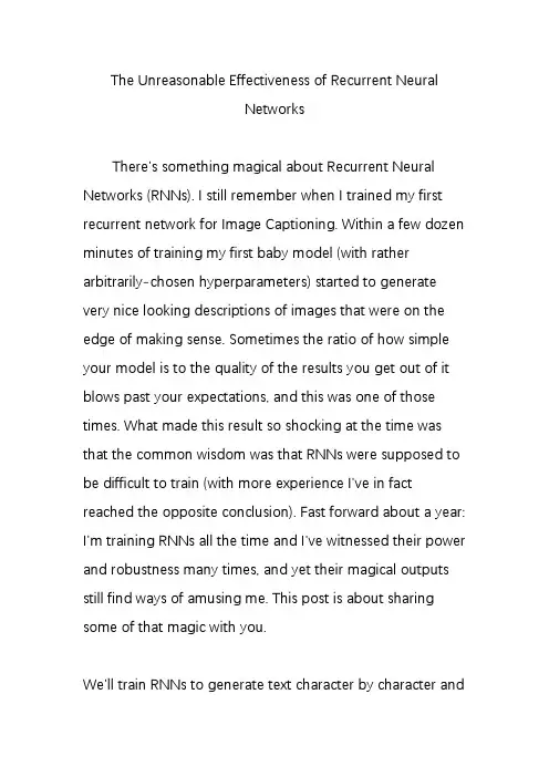 The Unreasonable Effectiveness of Recurrent Neural Networks