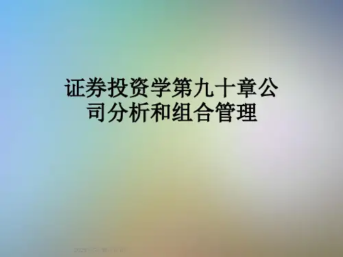 证券投资学第九十章公司分析和组合管理