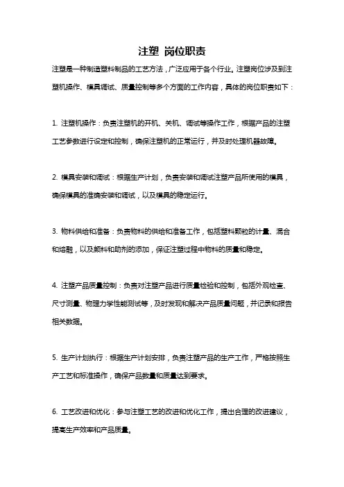 注塑 岗位职责