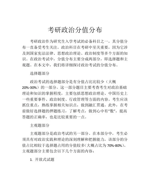 考研政治分值分布