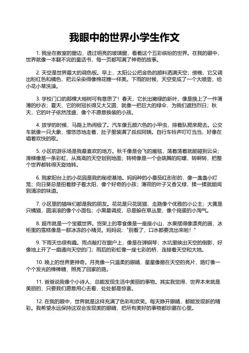 我眼中的世界小学生作文