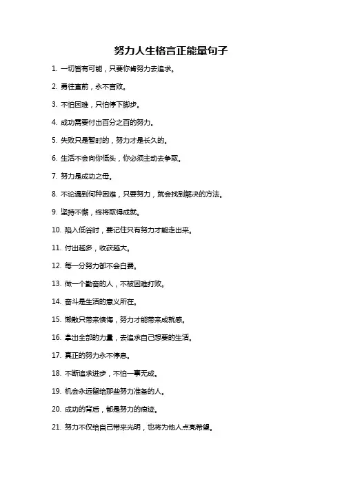 努力人生格言正能量句子