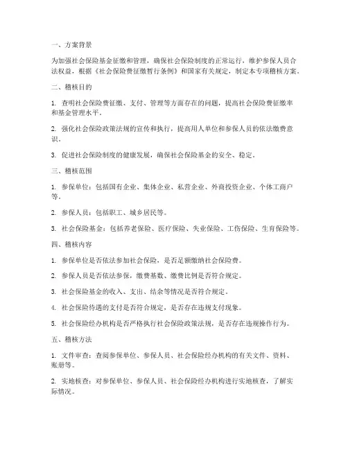 社会保险专项稽核方案