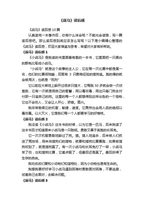 《战马》读后感10篇