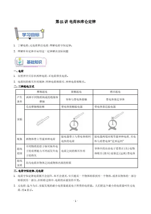 2024年高考物理专项：电荷和库仑定律(解析版)
