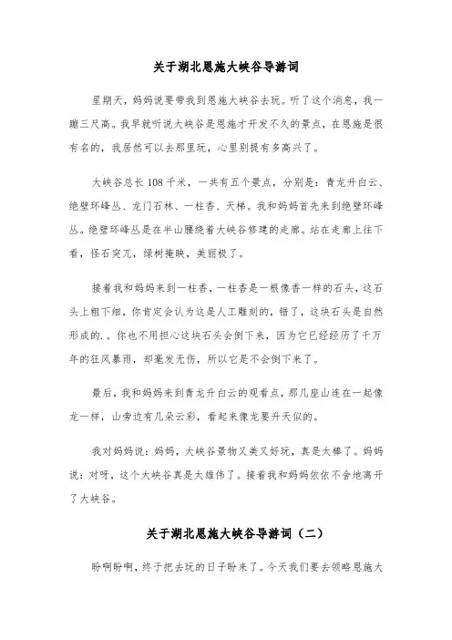 关于湖北恩施大峡谷导游词(六篇)