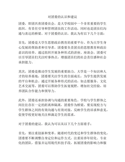 对团委的认识和建议