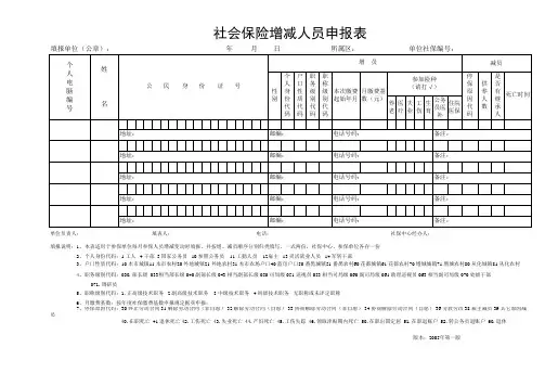 社保人员增员表