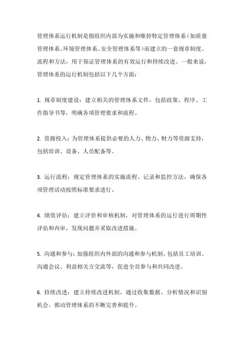 管理体系运行机制