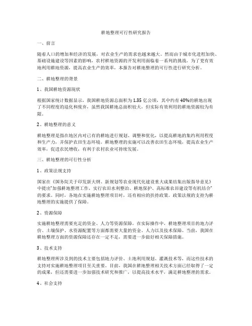 耕地整理可行性研究报告