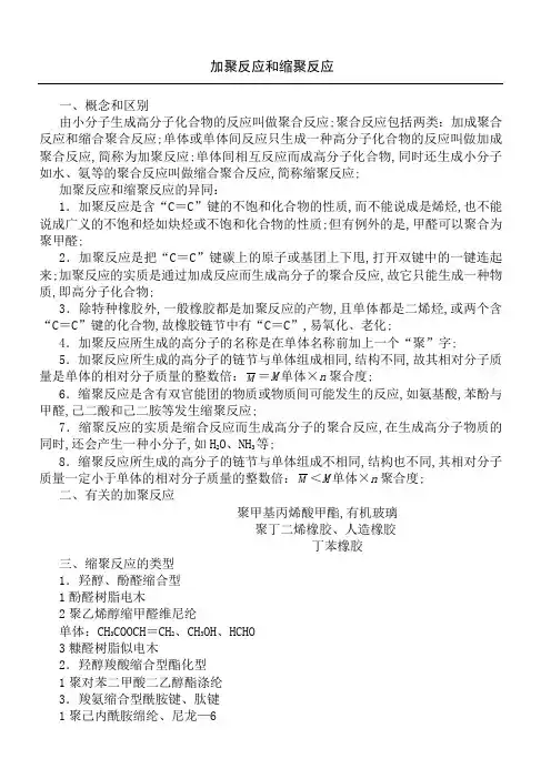 加聚反应和缩聚反应