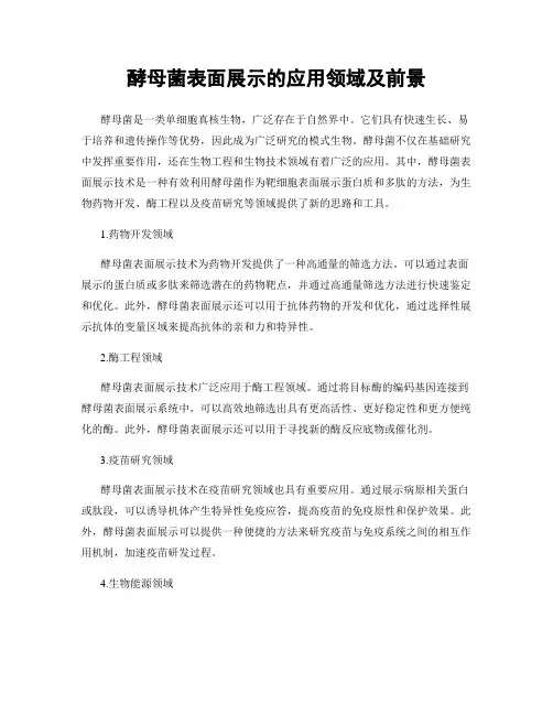 酵母菌表面展示的应用领域及前景