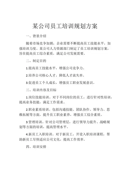 某公司员工培训规划方案