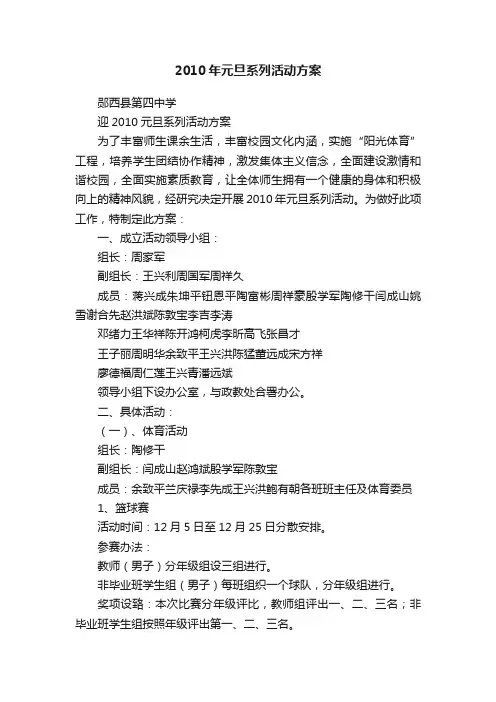 2010年元旦系列活动方案