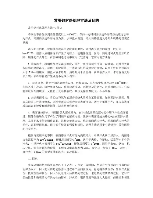 常用钢材热处理方法及目的