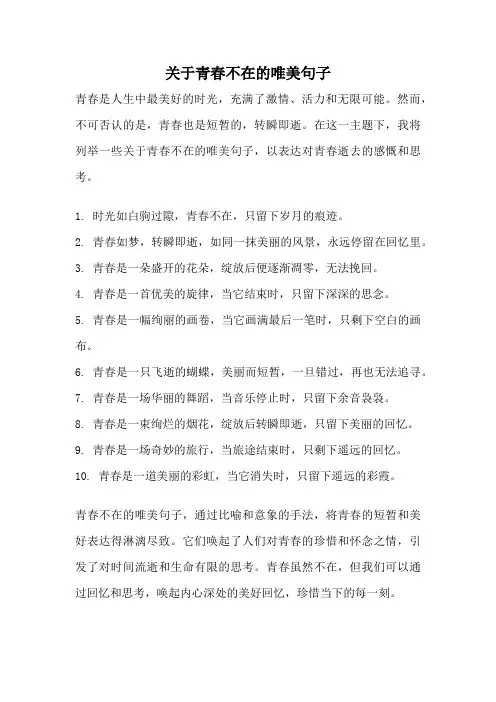关于青春不在的唯美句子