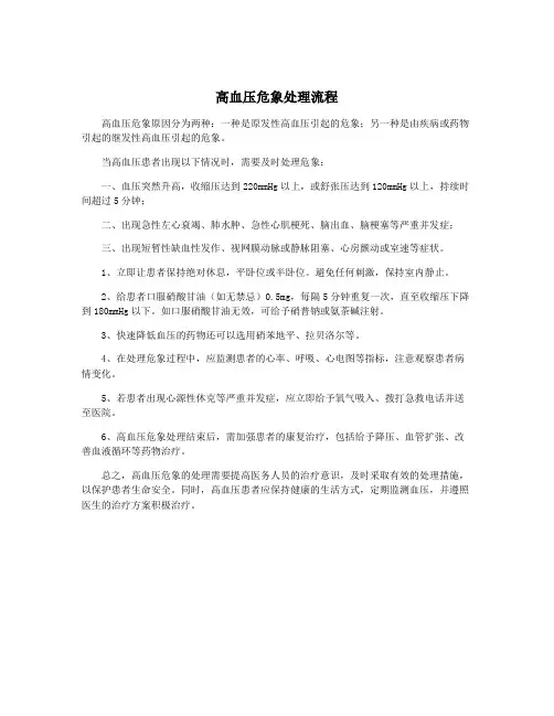 高血压危象处理流程