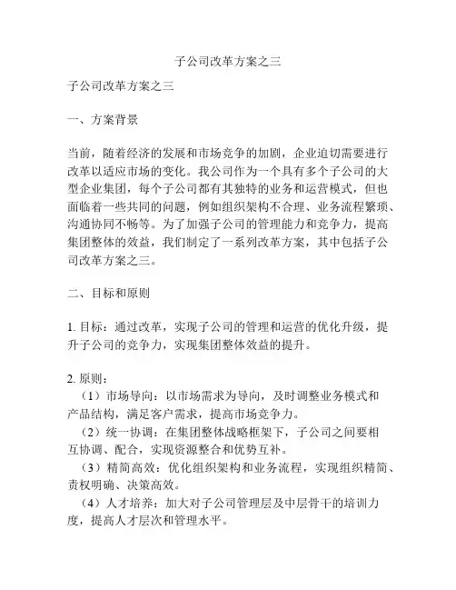 子公司改革方案之三